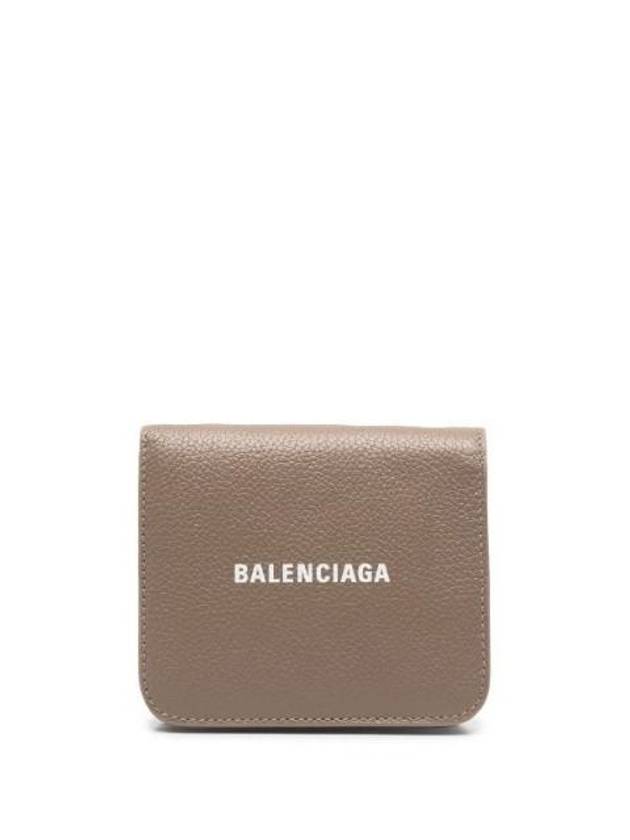 Luxury Balenciaga Trending 2025 Logo Coin Pocket Flap Half Wallet Brown