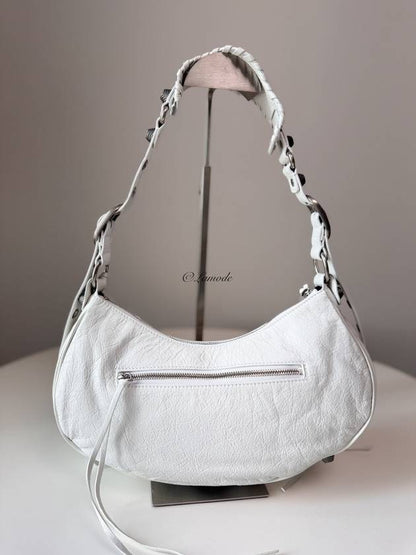 Luxury Balenciaga Trending 2025 Le Cagole Small Leather Shoulder Bag White