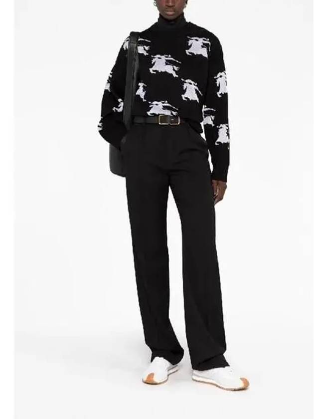 Luxury Burberry EKD Cotton Silk Jacquard Knit Top Black