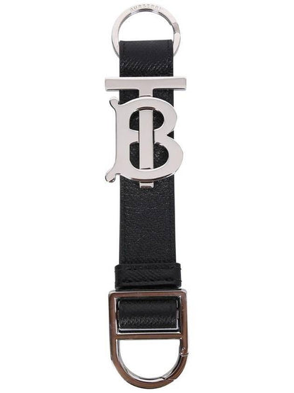 Luxury Burberry Monogram Motif Grainy Leather Key Holder Black