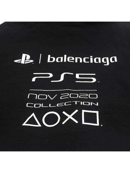 Luxury Balenciaga Trending 2025 PS5 Boxy Logo Print Overfit Hoodie Black