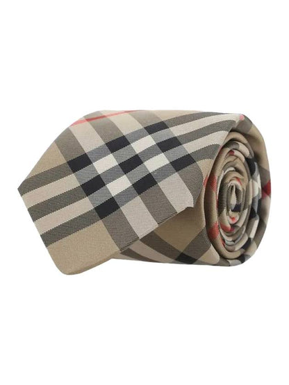 Luxury Burberry Men's Modern Cut Vintage Check Silk Tie Beige
