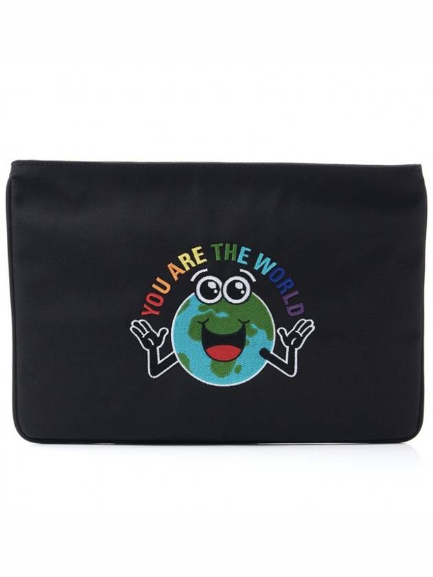 Luxury Balenciaga Trending 2025 Earth Print Nylon Clutch Bag Black