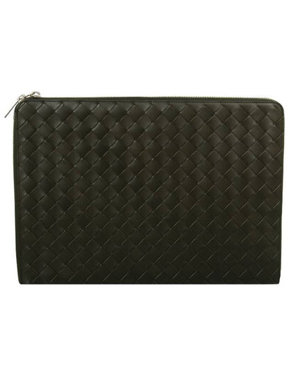 Luxury Bottega Veneta Intrecciato Calfskin Clutch Bag Green