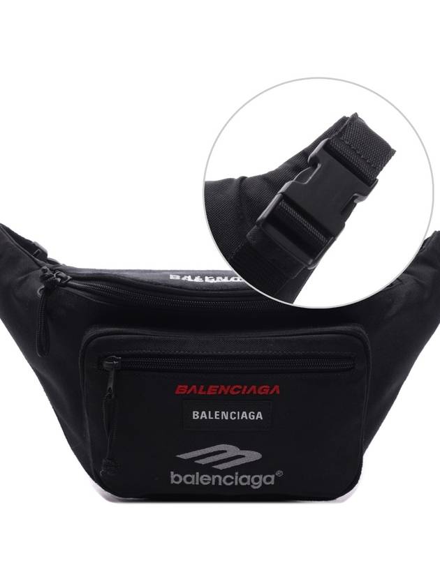 Luxury Balenciaga Trending 2025 Explorer Logo Belt Bag Black