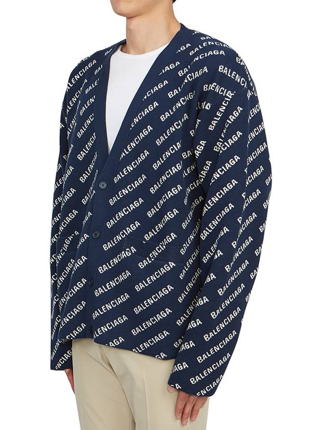 Luxury Balenciaga Trending 2025 Mini Allover Logo Knit Cardigan Blue