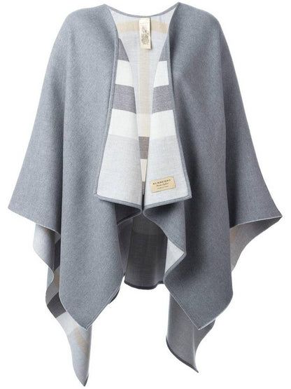 Luxury Burberry WoMen's Check Reversible Wool Cape Grey