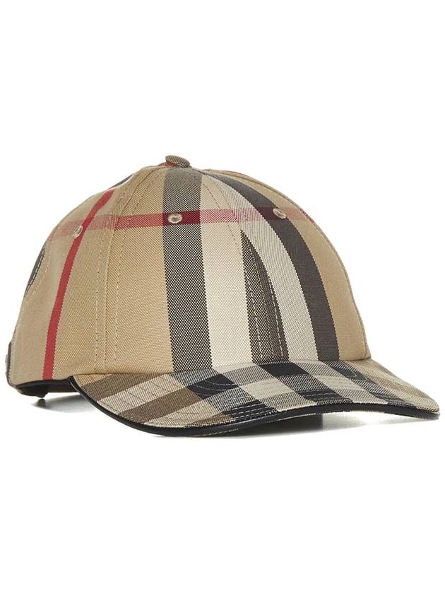 Luxury Burberry Detail Check Cotton Logo Ball Cap Beige