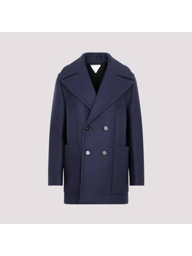 Luxury Bottega Veneta Wool Double Coat Navy