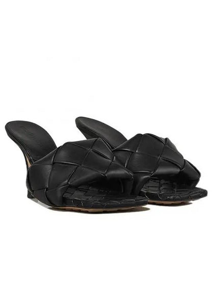 Luxury Bottega Veneta Lido Intrecciato Sandal Heels Black