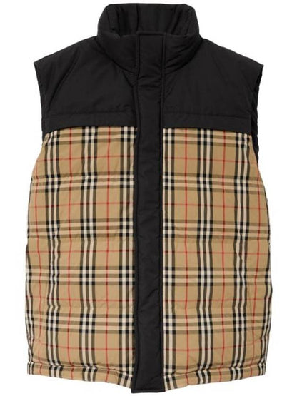 Luxury Burberry Check Panel Reversible Vest Beige