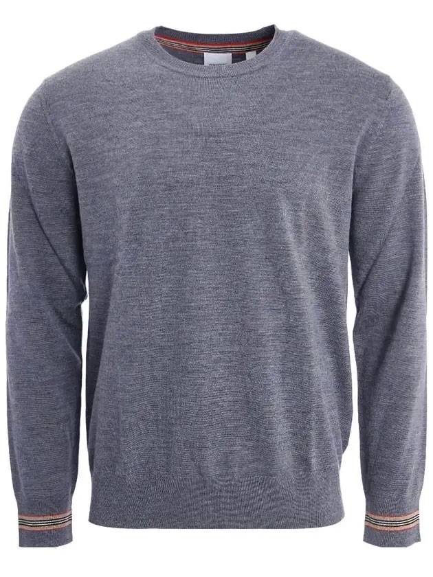 Luxury Burberry Men's Icon Striped Wool Long Sleeve T-Shirt Grey