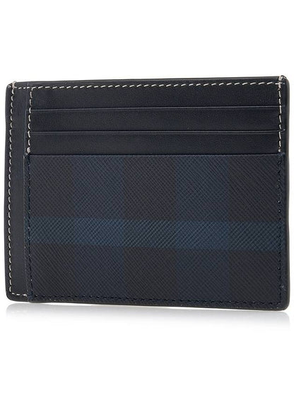 Luxury Burberry Check Print Money Clip Card Wallet Navy