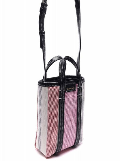 Luxury Balenciaga Trending 2025 Barbes Striped Tote Bag Pink