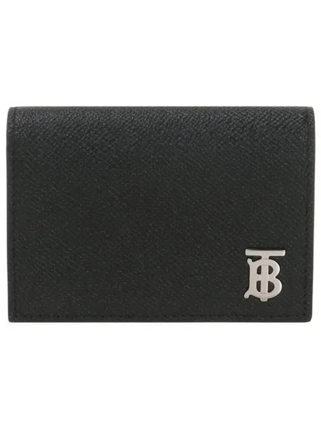Luxury Burberry TB Folding Grainy Leather Card Wallet Black