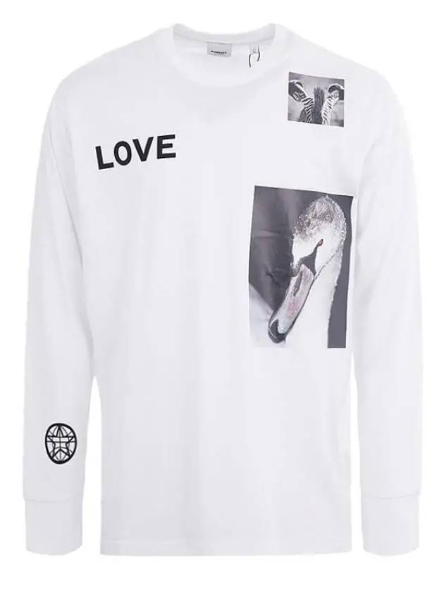 Luxury Burberry Men's Alphabet Print Long Sleeve T-Shirt White