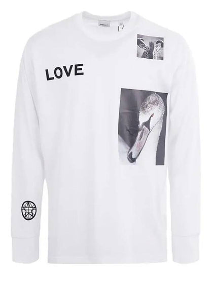Luxury Burberry Men's Alphabet Print Long Sleeve T-Shirt White
