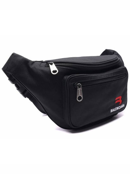 Luxury Balenciaga Trending 2025 Explorer Logo Canvas Belt Bag Black