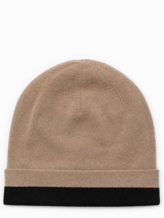 Luxury Burberry Cashmere Intarsia Logo Beanie Brown