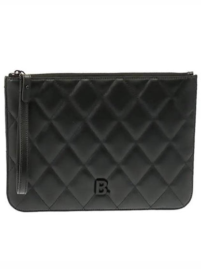 Luxury Balenciaga Trending 2025 B Logo Strap Clutch Bag Black