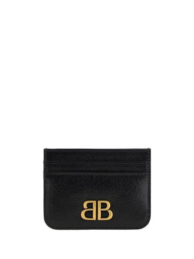 Luxury Balenciaga Trending 2025 Embellished Logo Leather Card Wallet Black
