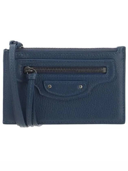 Luxury Balenciaga Trending 2025 Neo Classic Zipper Card Wallet Navy
