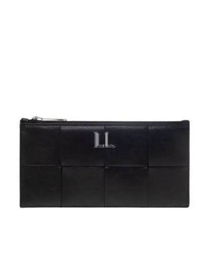 Luxury Bottega Veneta Intrecciato Zipper Leather Card Wallet Black