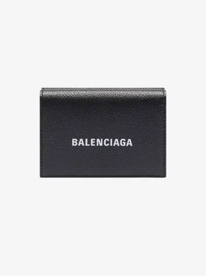 Luxury Balenciaga Trending 2025 Logo Print Tri-Fold Half Wallet Black