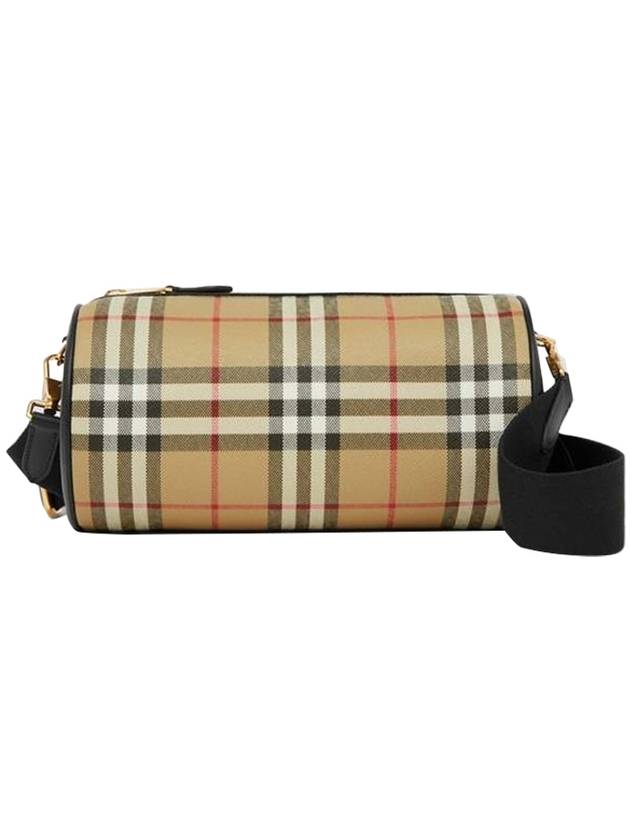 Luxury Burberry Vintage Check Barrel Cross Bag Archive Beige Black