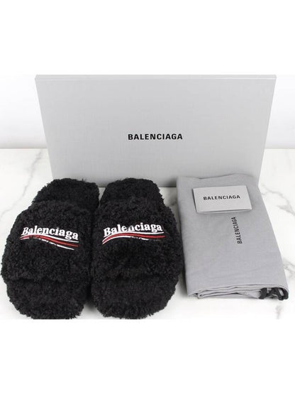 Luxury Balenciaga Trending 2025 Wave logo furry slide 40 255 260