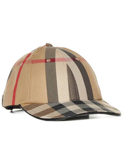 Luxury Burberry Detail Check Cotton Logo Ball Cap Beige