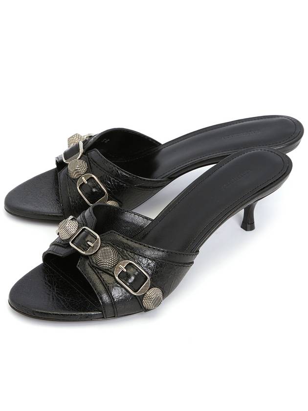 Luxury Balenciaga Trending 2025 WoMen's Cagole Studded Leather Band Sandal Heels Black