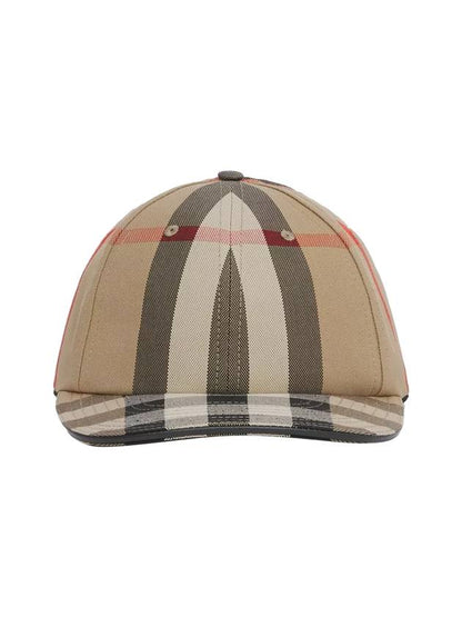Luxury Burberry Detail Check Cotton Logo Ball Cap Beige
