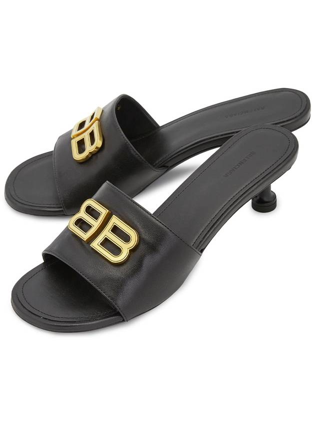 Luxury Balenciaga Trending 2025 BB Leather Slipper Heels Black