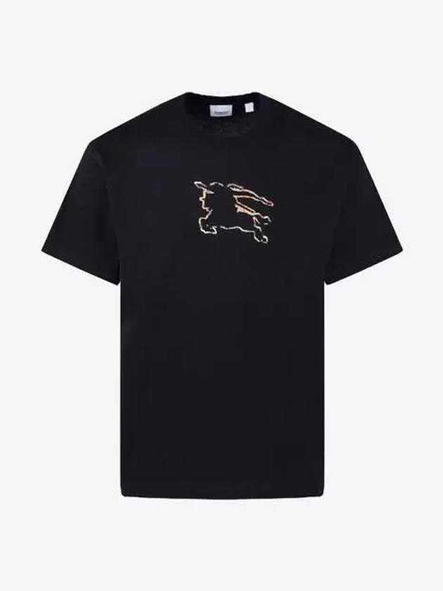 Luxury Burberry Equestrian Night Print Short Sleeve T-Shirt Black