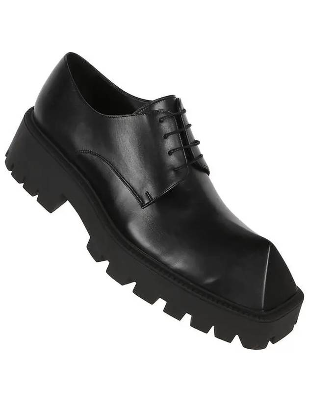 Luxury Balenciaga Trending 2025 Men's Rhino Square Toe Leather Derby Black