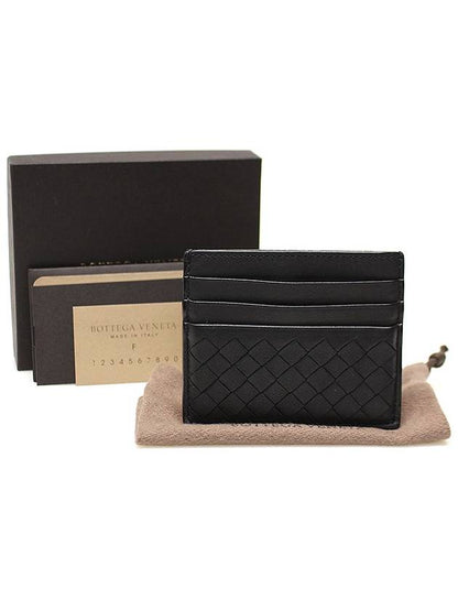 Luxury Bottega Veneta 162150 Black Intrecciato Nappa VN Card Wallet