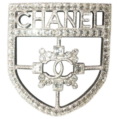 CHANEL CC Crystal Crest Shield Armor Brooch