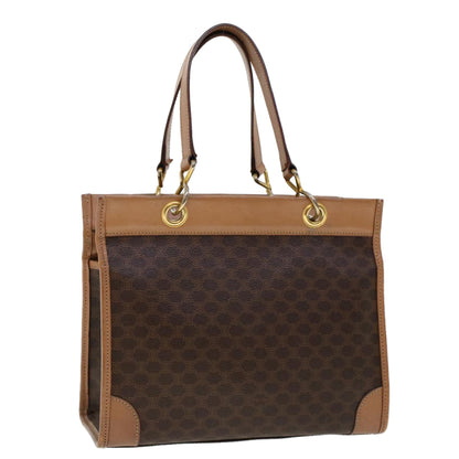 Luxury CELINE Macadam Canvas Hand Bag PVC Leather Brown  cl579