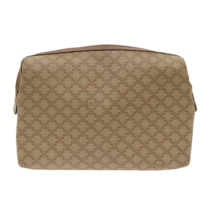 Luxury CELINE Macadam Canvas Clutch Bag PVC Leather Beige  cl641