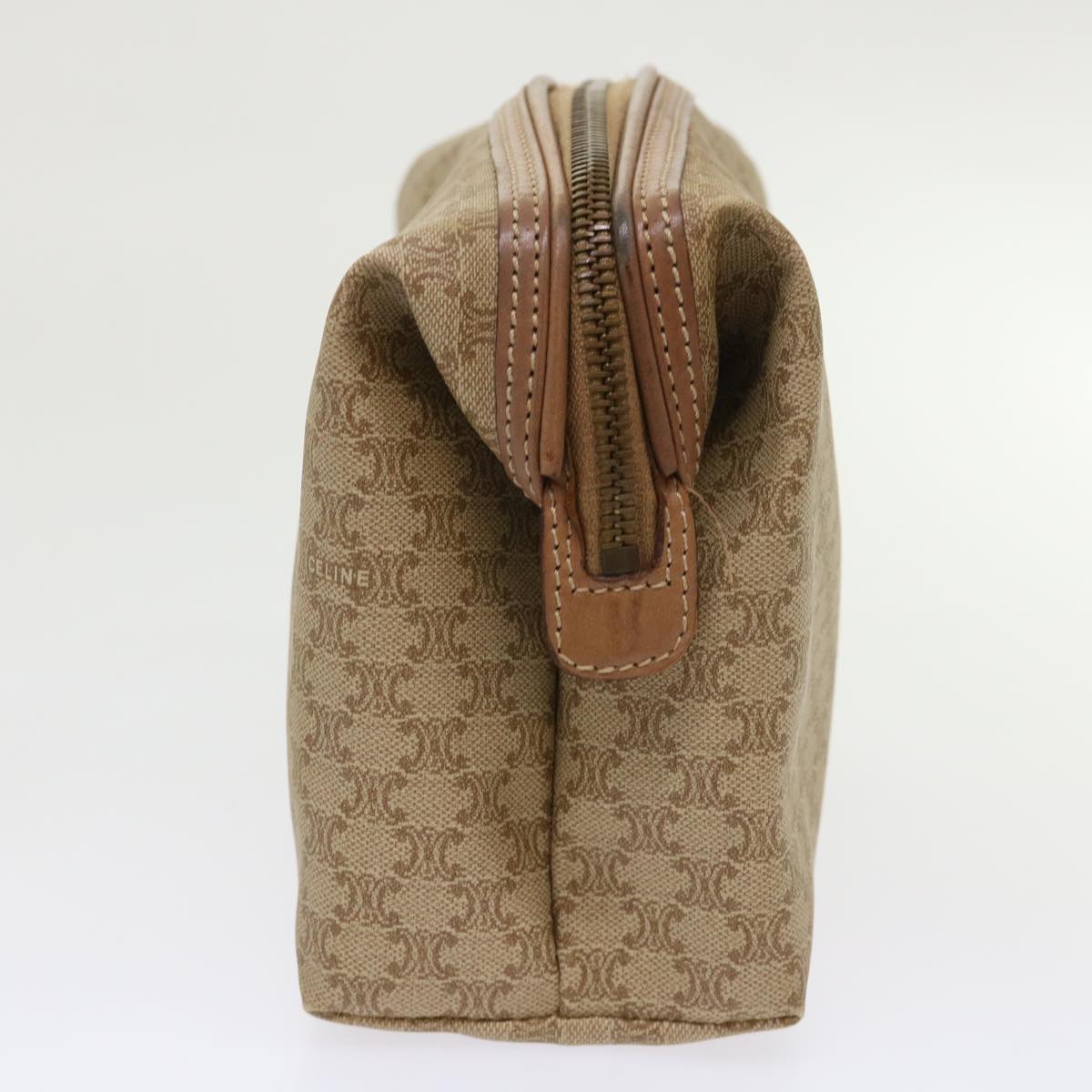 Luxury CELINE Macadam Canvas Clutch Bag PVC Leather Beige  cl641
