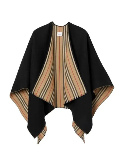 BURBERRY ICON STRIPE REVERSIBLE WOOL CAPE