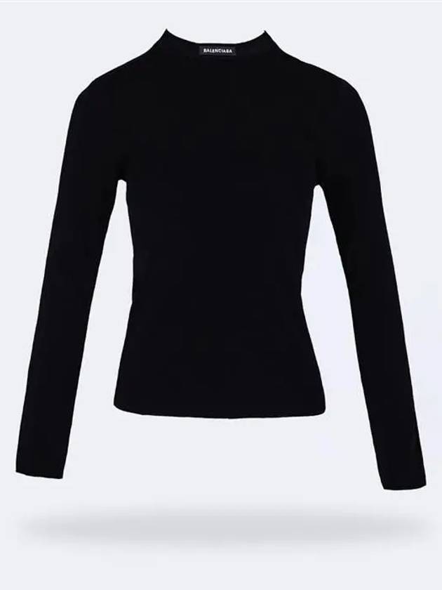 Luxury Balenciaga Trending 2025 WoMen's Neck Logo Crew Neck Knit Top Black