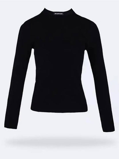 Luxury Balenciaga Trending 2025 WoMen's Neck Logo Crew Neck Knit Top Black
