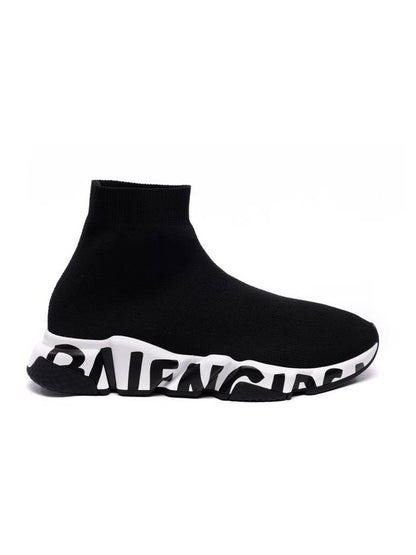 Luxury Balenciaga Trending 2025 Speed Midsole Graffiti High Top Sneakers White Black
