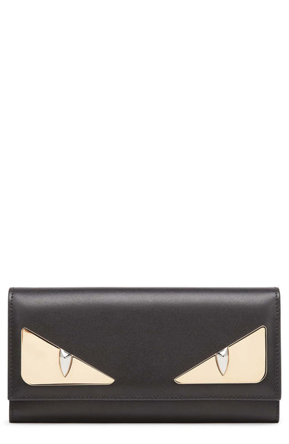FENDI MONSTER LEATHER CONTINENTAL WALLET