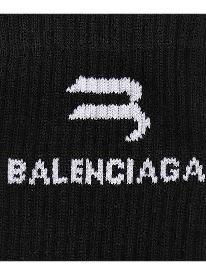 Luxury Balenciaga Trending 2025 Logo Ribbed Cotton Socks Black
