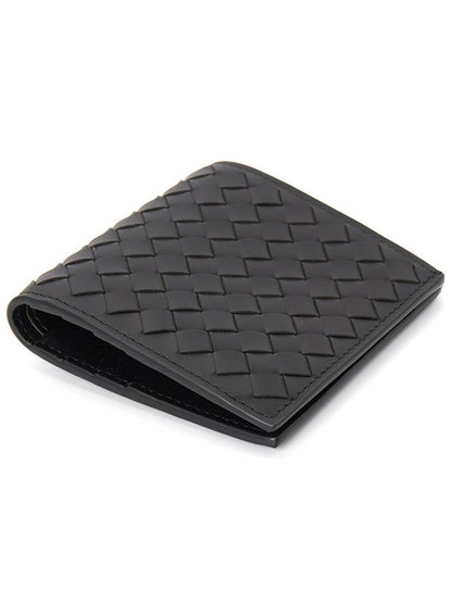 Luxury Bottega Veneta Men's Intrecciato Half Wallet Black