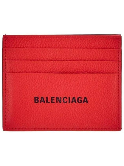 Luxury Balenciaga Trending 2025 Logo Print Leather Card Wallet Red
