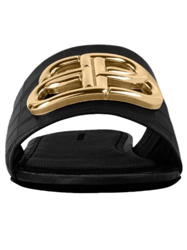 Luxury Balenciaga Trending 2025 Gold BB Logo Oval Slippers Black